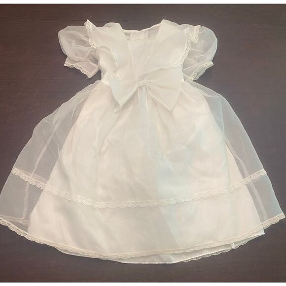 Vintage Bonnie Jean White First‎ Communion Flower Girl Holiday Dress 6X USA Bows - Picture 2 of 6